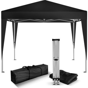 Kronenburg Vouwtent Partytent 2 x 2m, Kleur Zwart - Zonder Zijelement - Waterdicht Pavillon - UV-bescherming 50