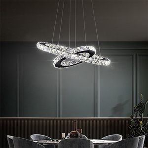 Crystal - Led Kroonluchter Verlichting - Huisverlichting - Chroom - Kroonluchters - Voor Woonkamer - 2 Ringen D50XD30cm - Koel wit