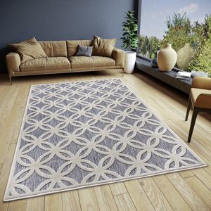 Flycarpets Iconic Design vloerkleed - Cirkel - Grijs / Beige - 133x190 cm