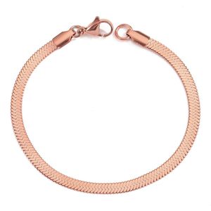 Chic by Lirette - RVS Stalen Armband Platte Schakels - Slang Schakel - 18 cm - Rosé inc. Sieradenzakje