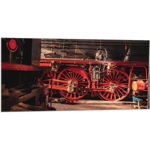 WallClassics - Vlag - Zwarte Trein met rode Wielen - 100x50 cm Foto op Polyester Vlag