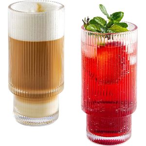 Riffel kristallen glazen set van 4 280 ml cocktail, latte macchiato, longdrink, waterglas van hoge kwaliteit