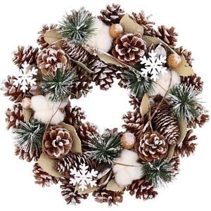 S&L Luxe kerstkrans - wit - glitters - sneeuweffect