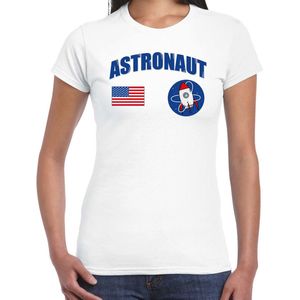Astronaut met stuur verkleed t-shirt wit voor dames - Ruimtevaart/ruimte carnaval / feest shirt kleding / kostuum S