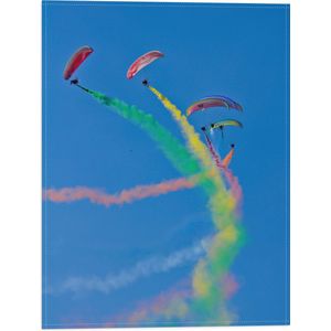 WallClassics - Vlag - Gekleurde Rook bij Zweefvliegers - 30x40 cm Foto op Polyester Vlag