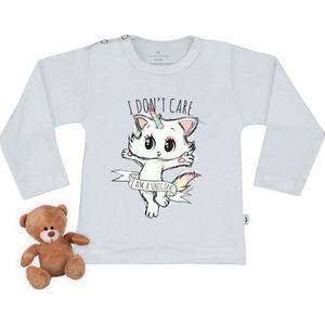 Baby t shirt met eenhoorn unicorn print - Wit - Lange mouw - maat 86/92.