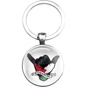 Sleutelhanger Glas - Hand Vlag Palestina