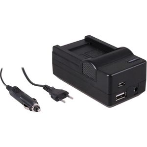 Huismerk 4-in-1 acculader voor Samsung SLB-10A accu - compact en licht - laden via stopcontact, auto, USB en Powerbank