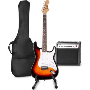 Elektrische gitaar met gitaar versterker - MAX Gigkit - Perfect voor beginners - incl. gitaar standaard, gitaar stemapparaat, gitaartas en plectrum - Sunburst