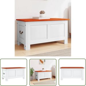 The Living Store Opbergkist met deksel massief acaciahout bruin en wit - Opbergkist - Houten Kast - Opbergruimte - Acacia Hout - Decoratief