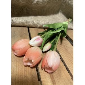 Kunstbloem Tulp - Licht roze - Romantisch - Real touch tulpen - 43 cm - Boeket - Kunstbloemen - Kunst bloem - Sally tulp - Light Pink - Interieur - Sfeer - Voorjaar - Pasen - Paasdecoratie - Bloemen - Moederdag - Oma - Decoratief - Deco - Decoratie