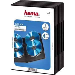 Hama Dvd Quad Box - 4 DVD's per hoes / 5 stuks / Zwart