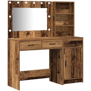vidaXL - 2-delige - kaptafelset - met - LED - in - oud - hout - en - geperst - hout