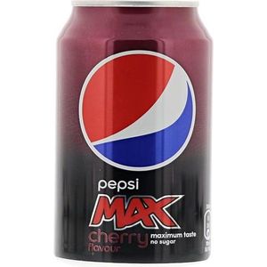 Pepsi Max Cherry Blikjes 33cl Tray 24 Stuks Suikervrij