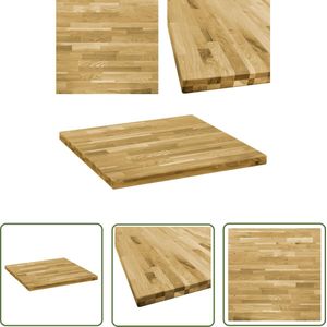 The Living Store Tafelblad vierkant 44 mm 80x80 cm massief eikenhout - Massief Eikenhout - Tafelblad - Eetkamer - Salontafel - Binnengebruik