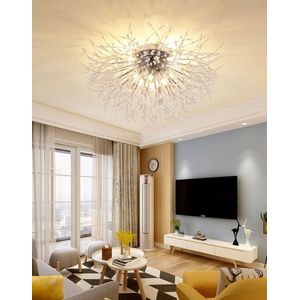 LuxiLamps - Luxe Kristal Plafondlamp - Paardebloem Kroonluchter - Crystal Led Lamp - Chroom - 55 cm - Moderne lamp - Plafondlamp - Plafoniere