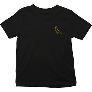 Dinosaurus Tee Jean Michel Basquiat Inspired Logo Zwart T-shirt - Slim fit T-shirt met ronde hals en korte mouwen, Size: L