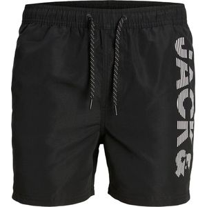 Jack & Jones Junior Zwemshorts Jongens SPICELOGO Zwart - Maat 128 - Zwembroek