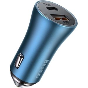 Baseus Car Charger Quick Charge snellader autolader Oplader USB Type C / USB 40 W Power Delivery 3.0 Quick Charge 4+ SCP FCP AFC blauw (CCJD-03)