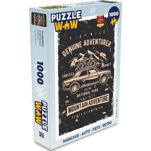 Puzzel Mancave - Auto - Fiets - Retro - Legpuzzel - Puzzel 1000 stukjes volwassenen