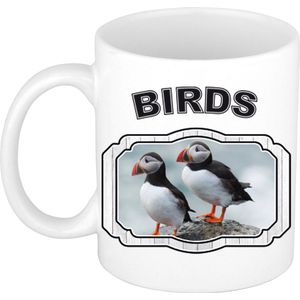 Dieren liefhebber papegaaiduiker vogel mok 300 ml - kerramiek - cadeau beker / mok vogels liefhebber