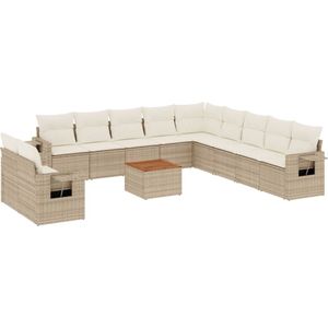 vidaXL 12-delige Loungeset Poly Rattan Beige Loungeset - Loungesets - Tuinset - Tuinbank