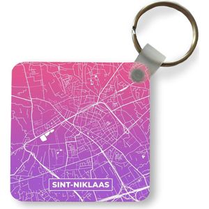 Sleutelhanger - Uitdeelcadeautjes - Sint-Niklaas - Stadskaart - België - Plastic