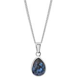 Lucardi Dames Ketting met blauwe kristal - Echt Zilver - Ketting - Cadeau - Moederdag - 42 cm - Zilverkleurig
