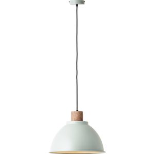 Brilliant Erena hanglamp 38cm lichtgroen metaal/hout 1x A60, E27, 60 W, geschikt voor normale lamp (niet inbegrepen)