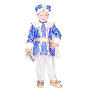 Widmann - 1001 Nacht & Arabisch & Midden-Oosten Kostuum - Schatrijke Oosterse Blauwe Prins - Jongen - Blauw, Wit / Beige, Goud - Maat 110 - Carnavalskleding - Verkleedkleding