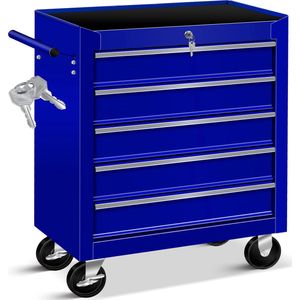 Masko® Werkplaatswagen Gereedschapswagen Gereedschapskist Compartimenten Gereedschapskist - 5 vakken, Blauw