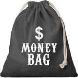 Canvas geldzak Moneybag met dollar teken zwart - 25 x 30 cm - Cowboy/Wilde Westen boef/dief verkleedaccessoires