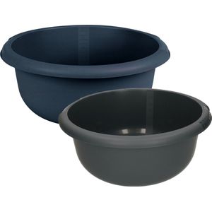 Urban Living Afwasteilen set - kunststof - 10/15 Liter - donkerblauw - teiltjes