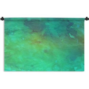 Wandkleed Waterverf Abstract - Abstract werk gemaakt van waterverf met groene vlekken Wandkleed katoen 60x40 cm - Wandtapijt met foto