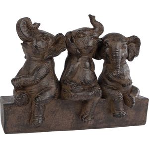 Gifts Amsterdam Sculptuur Three Elephants 25x11x18.5cm polysteen bruin