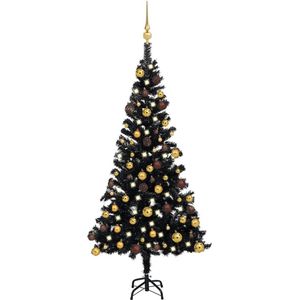 The Living Store Kunstkerstboom - Zwarte - 120 cm - LED-verlichting