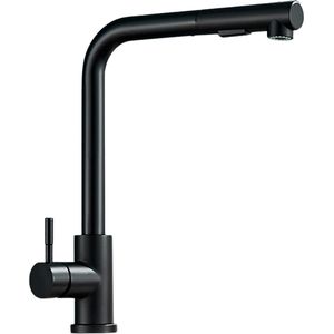 KTN® Keukenkraan - Mengkraan - Kraan - Dubbele Functie - Straal - Sproeier - Uittrekbaar - 360 Graden Draaibaar - Zwart
