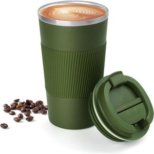 Herbruikbare Geïsoleerde Roestvrijstalen Koffiebeker - Milieuvriendelijke Reisbeker met Lekvrij Deksel - Houdt Dranken Warm/Koud - Draagbaar en Duurzaam