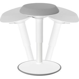 NAIZY Kantoorkruk Ergonomische ronde staande kruk 43-61 cm Hoogte verstelbare werkkruk 360° kantelbare wiebelkruk Werkkruk van spons met hoge dichtheid voor thuis en kantoor, lichtgrijs