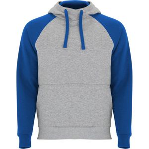 Grijs / Kobalt Blauwe Hoodie met raglan mouwen model Badet merk Roly maat XL