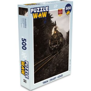 Puzzel Trein - Zwart - Goud - Legpuzzel - Puzzel 500 stukjes