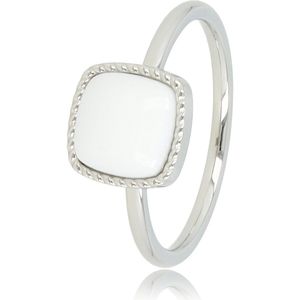 My Bendel - Zilveren zegelring met White Aventurine edelsteen - Opvallende zilveren zegelring met White Aventurine edelsteen - Met luxe cadeauverpakking