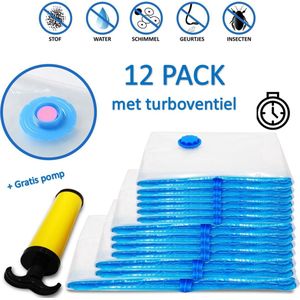 T&D - Vacuumzakken Dekbedden & Kleding - 12 Stuks / 4 Maten - Reiszakken / Vacumeerzakken - Incl. Handpomp