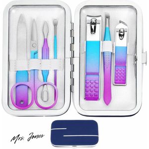 Mrs. Jones Manicure Set Nagelknipper Set Draagbare Case Gereedschap Persoonlijke Verzorging Nagel Clipper Kit Gift Familie Vrouwen Mannen Reizen .