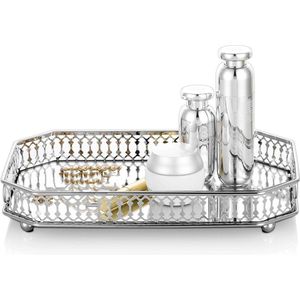 Nuptio Zilver Gespiegelde Ijdelheid Makeup Lade - Cosmetische Parfum Organizer Lade - Decoratieve Spiegel Lade - Dressoir Decor - Woonkamer Eetkamer Tafel Middelpunt Decor - 29cm Lengte Trinket Display Lade
