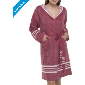 Hamam Badjas Sun Bordeaux - XL - korte sauna badjas met capuchon - ochtendjas - duster - dunne badjas - unisex - twinning