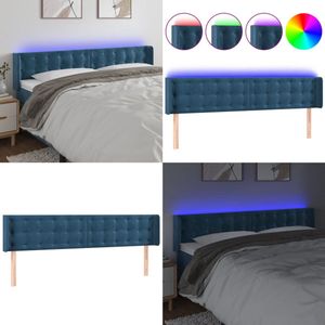 vidaXL Hoofdbord LED 183x16x78/88 cm fluweel donkerblauw - Hoofdbord - Hoofdborden - Hoofdeinde - Houten Hoofdbord