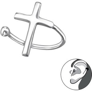 Zilveren kruis ear cuff | kruisje oorklem dames zilver | Zilverana | Sterling 925 Silver