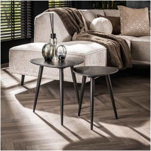 Trinity - Bijzettafel Set van 2 - Driehoekig - Zwart - Keramiek