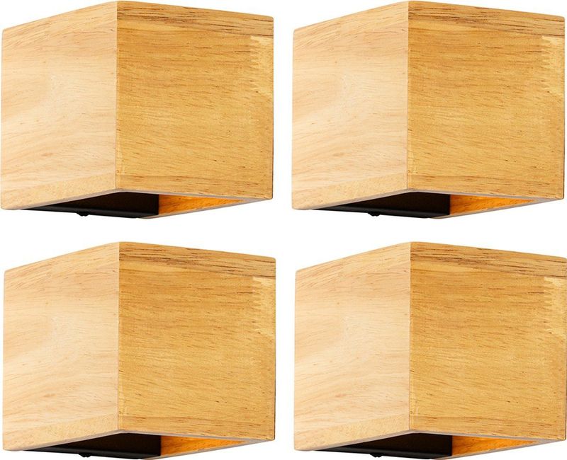 QAZQA transfer - Landelijke Dimbare LED Smart Wandlamp incl. wifi met Dimmer voor binnen - 4 stuks - D 12 cm - Naturel - Woonkamer | Slaapkamer | Keuken